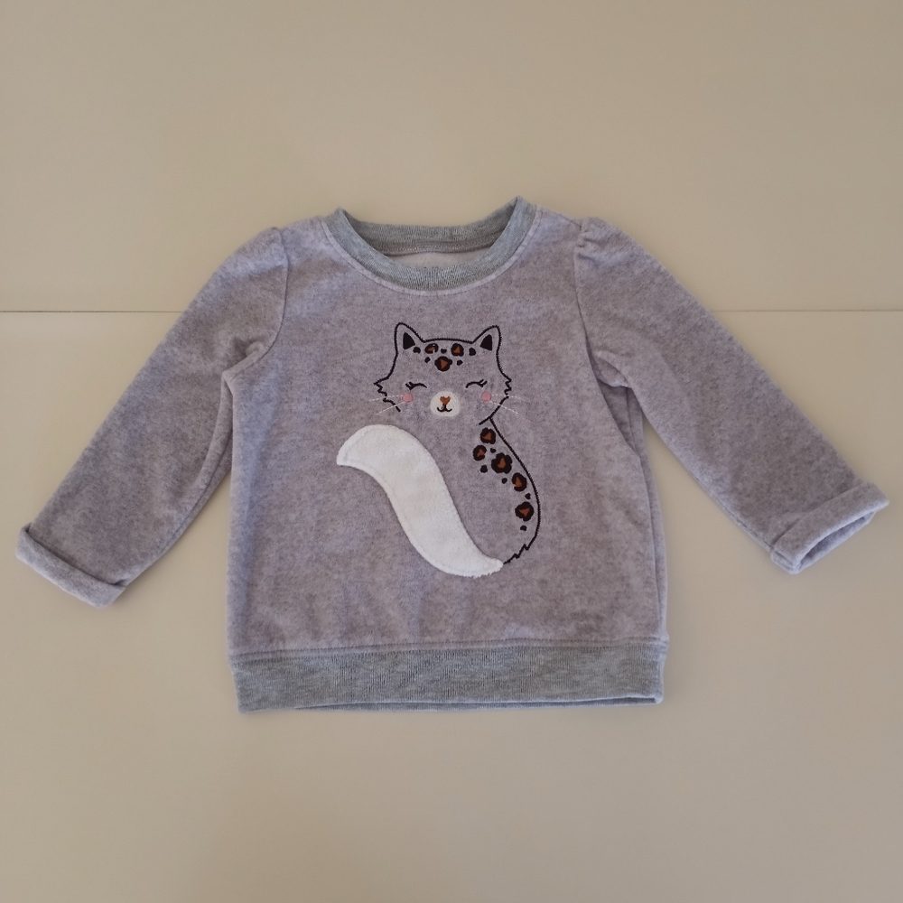 Carters Child of Mine Cat Fleece Sweater Infant Girls Size 18 Months